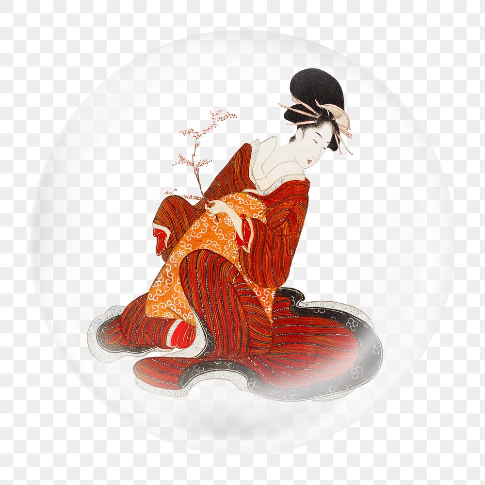 Ukiyo-e woman png element in bubble