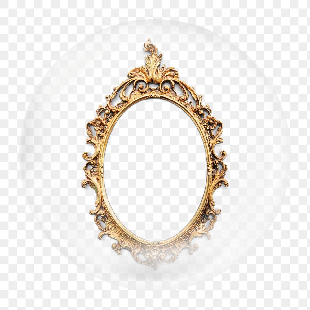 Gold frame png element in bubble