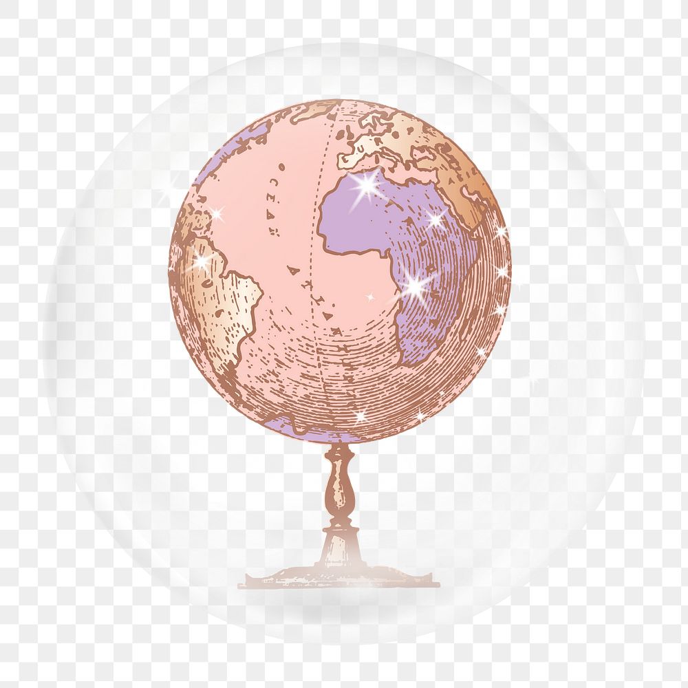 Pink globe png element in bubble