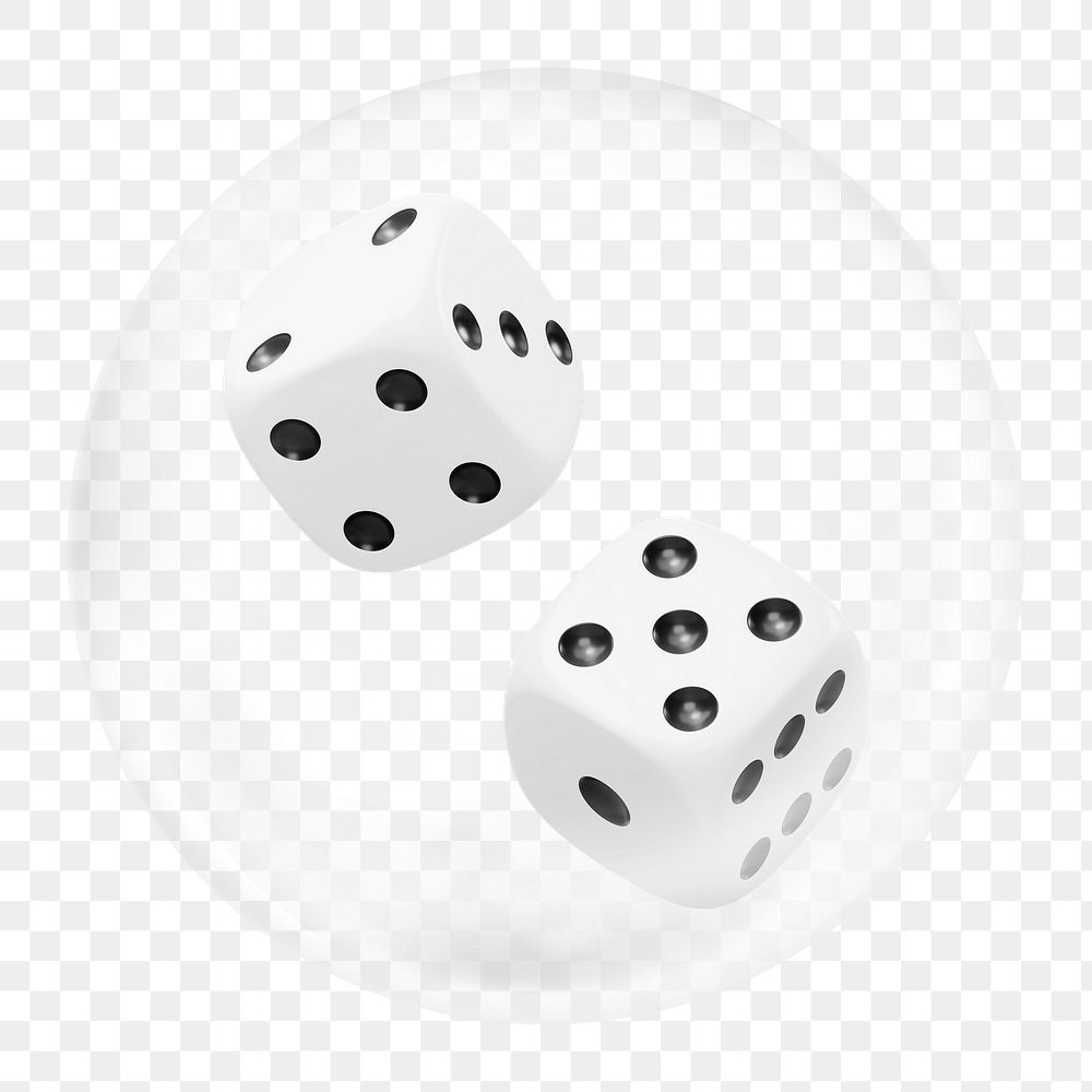 Rolling dice png element in bubble