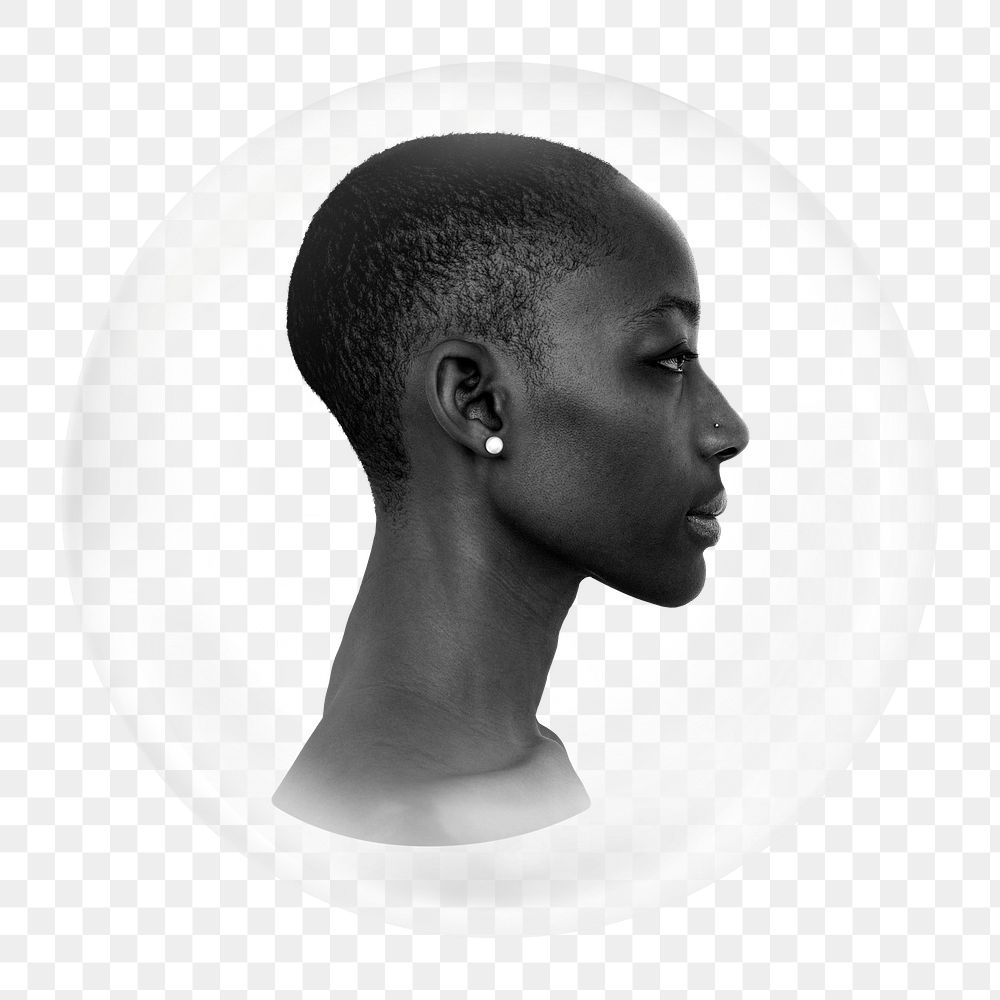 Black woman png element in bubble