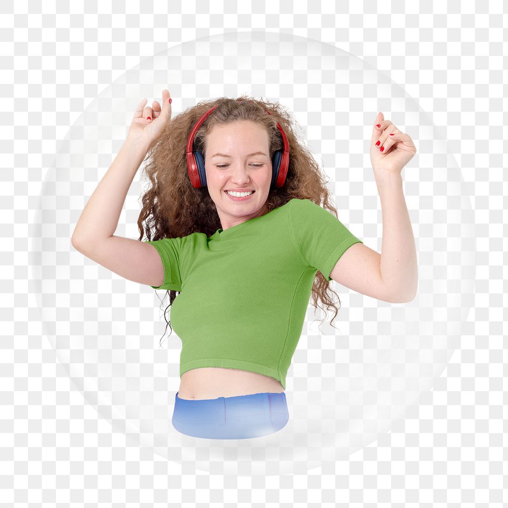 Dancing woman png element in bubble