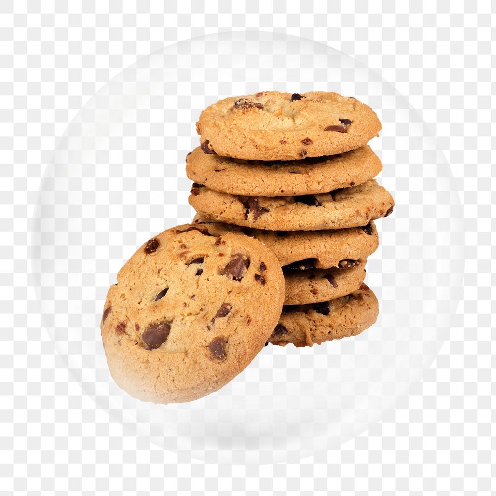 Chocolate chip cookies png element, dessert in bubble