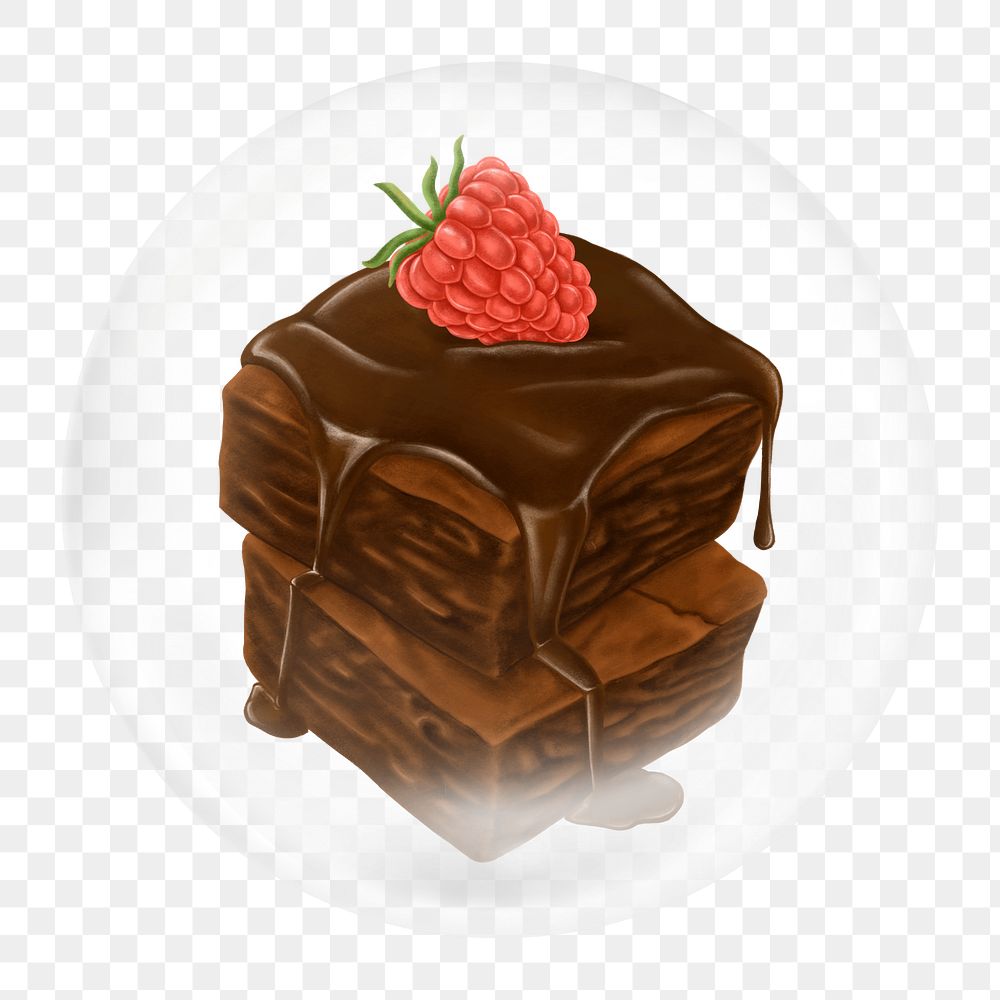 Brownies illustration png element, dessert in bubble