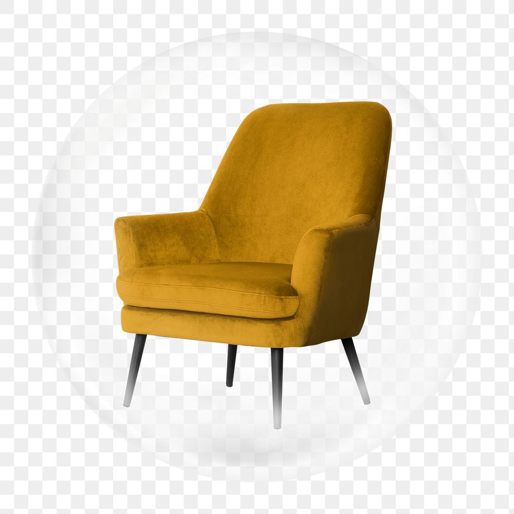 Yellow armchair png element in bubble