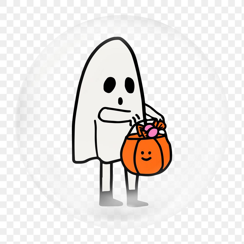 Cute ghost png element in bubble