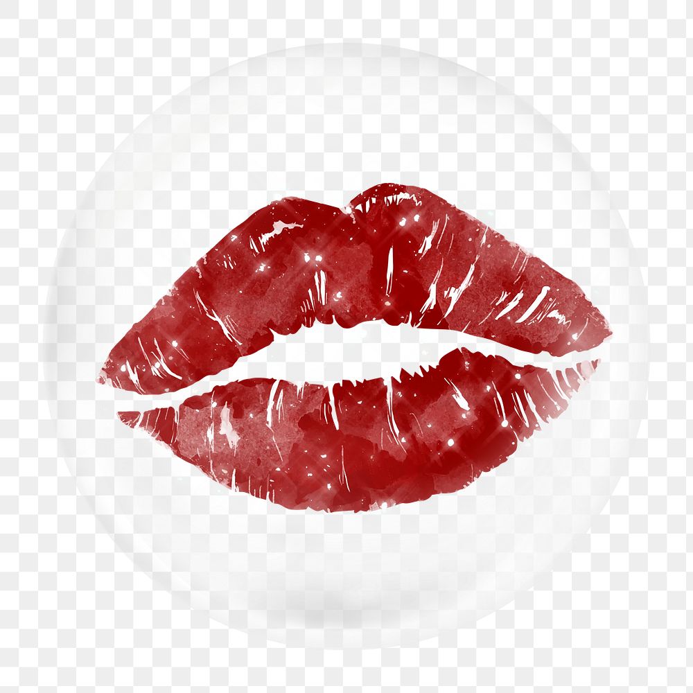 Red lips png element in bubble