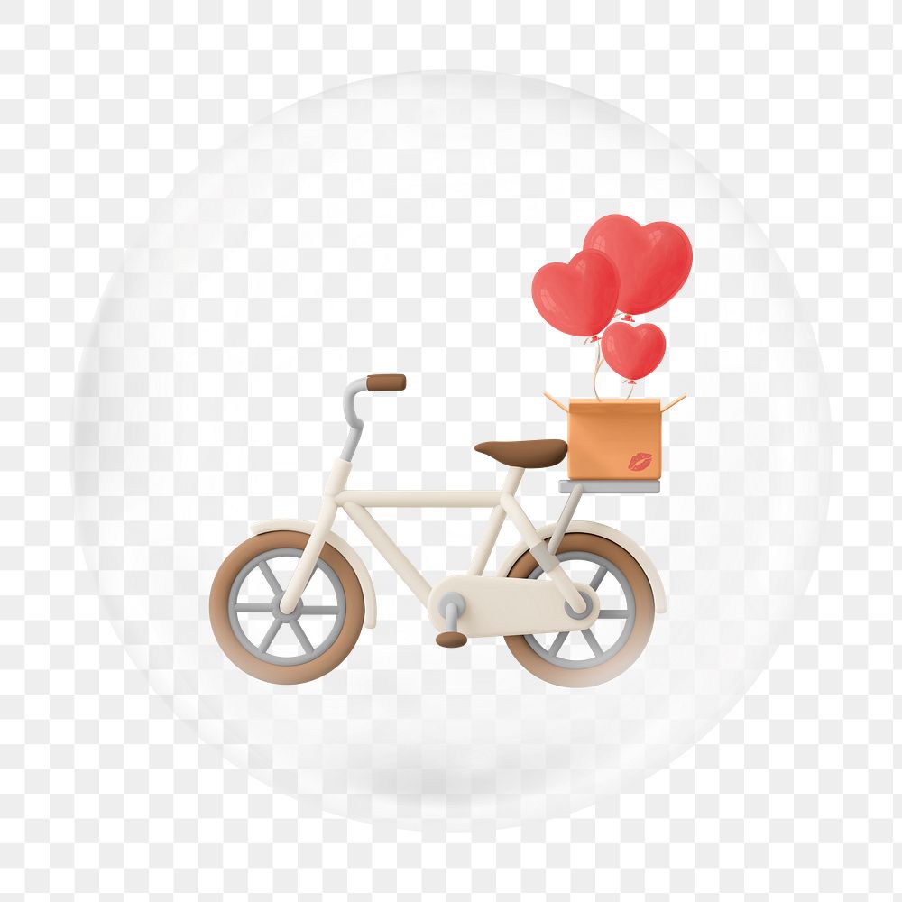 Valentine bicycle png bubble element, transparent background 