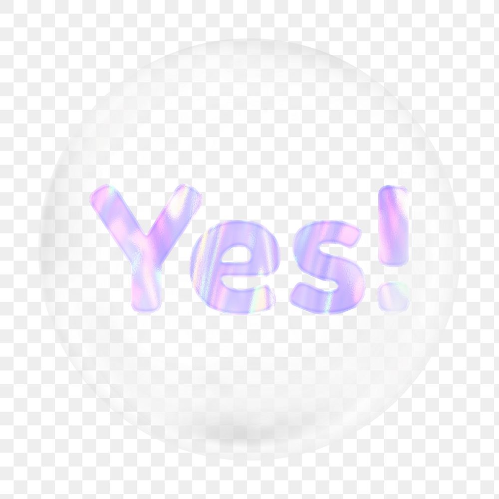 Yes word png bubble element, transparent background 
