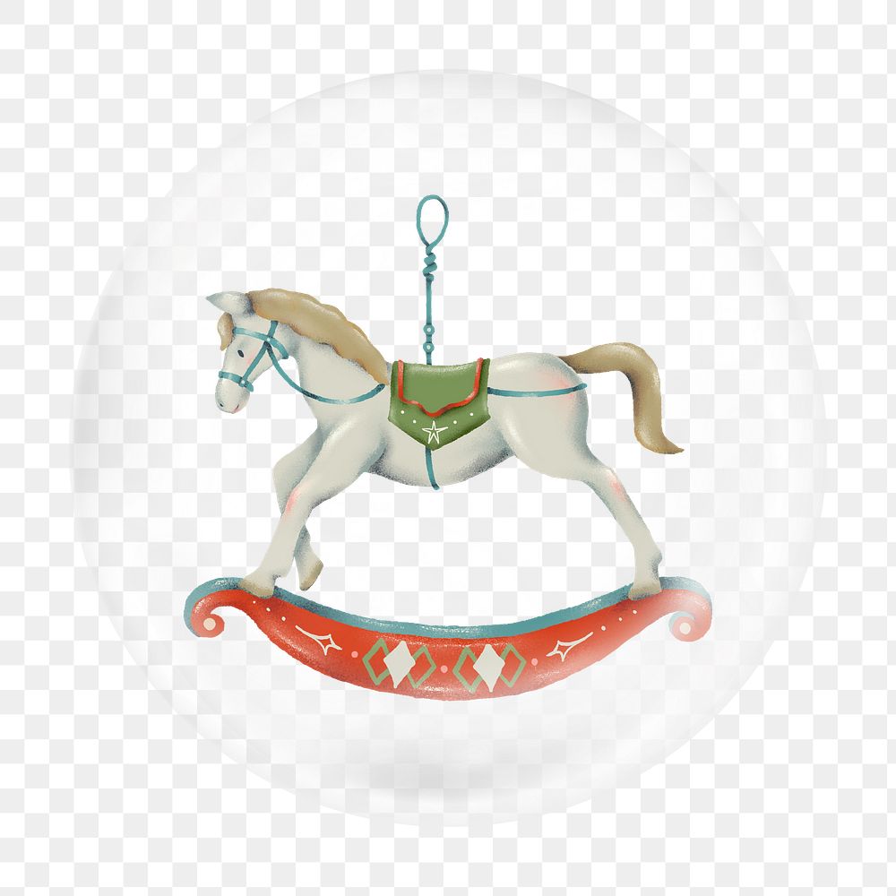 Horse Christmas ornament png bubble element, transparent background 