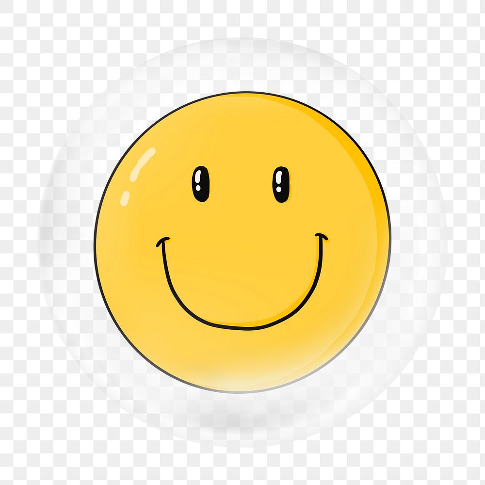 Smile face emoji png bubble element, transparent background 