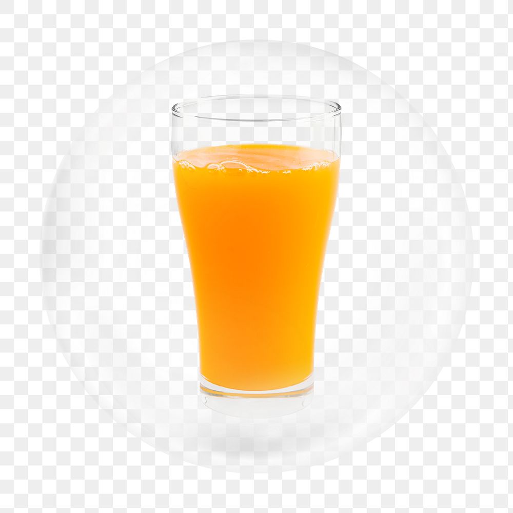 Orange juice png bubble element, transparent background 