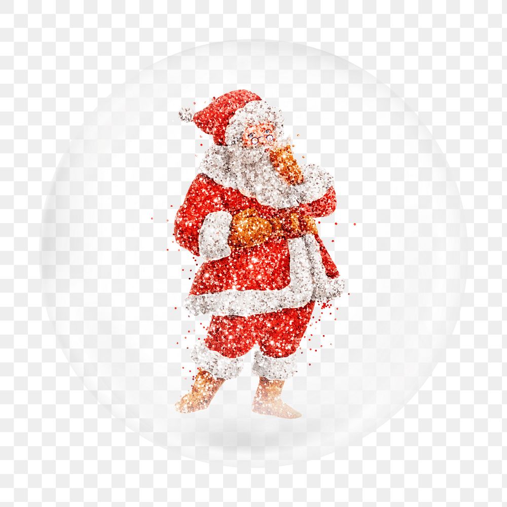 Glitter Santa Claus png bubble element, transparent background 