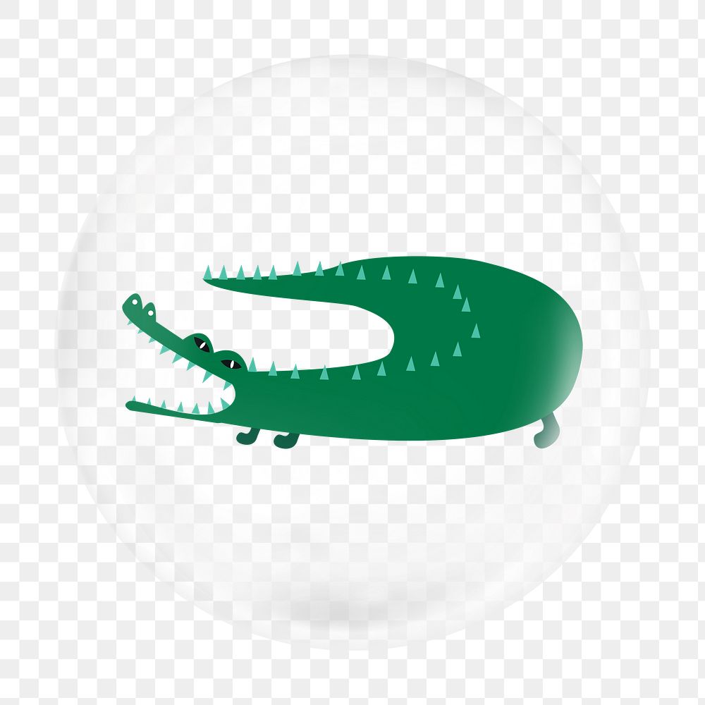 Crocodile illustration png bubble element, transparent background 
