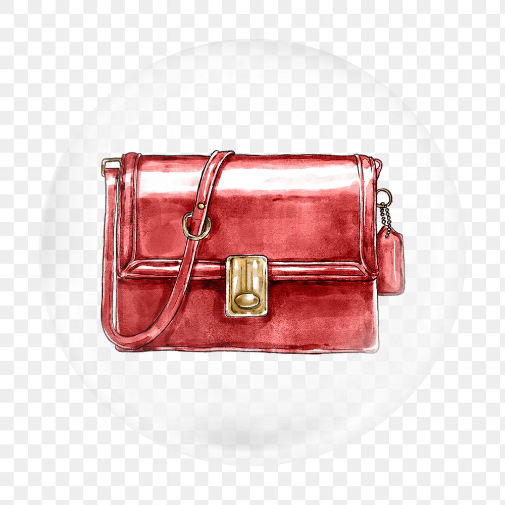 Luxurious bag illustration png bubble element, transparent background 