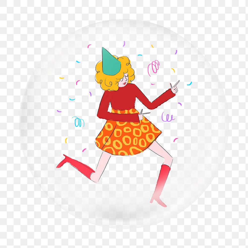 Party woman png bubble element, transparent background 