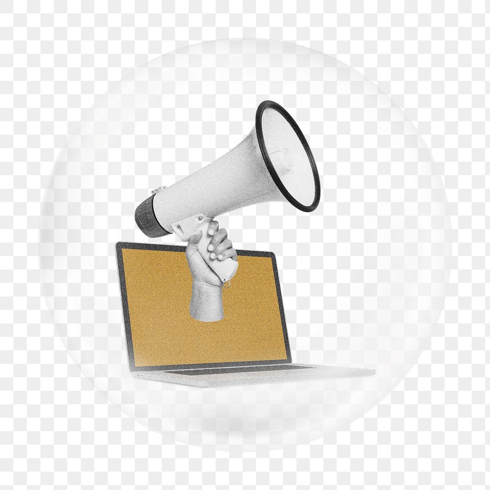 Business megaphone png bubble element, transparent background 