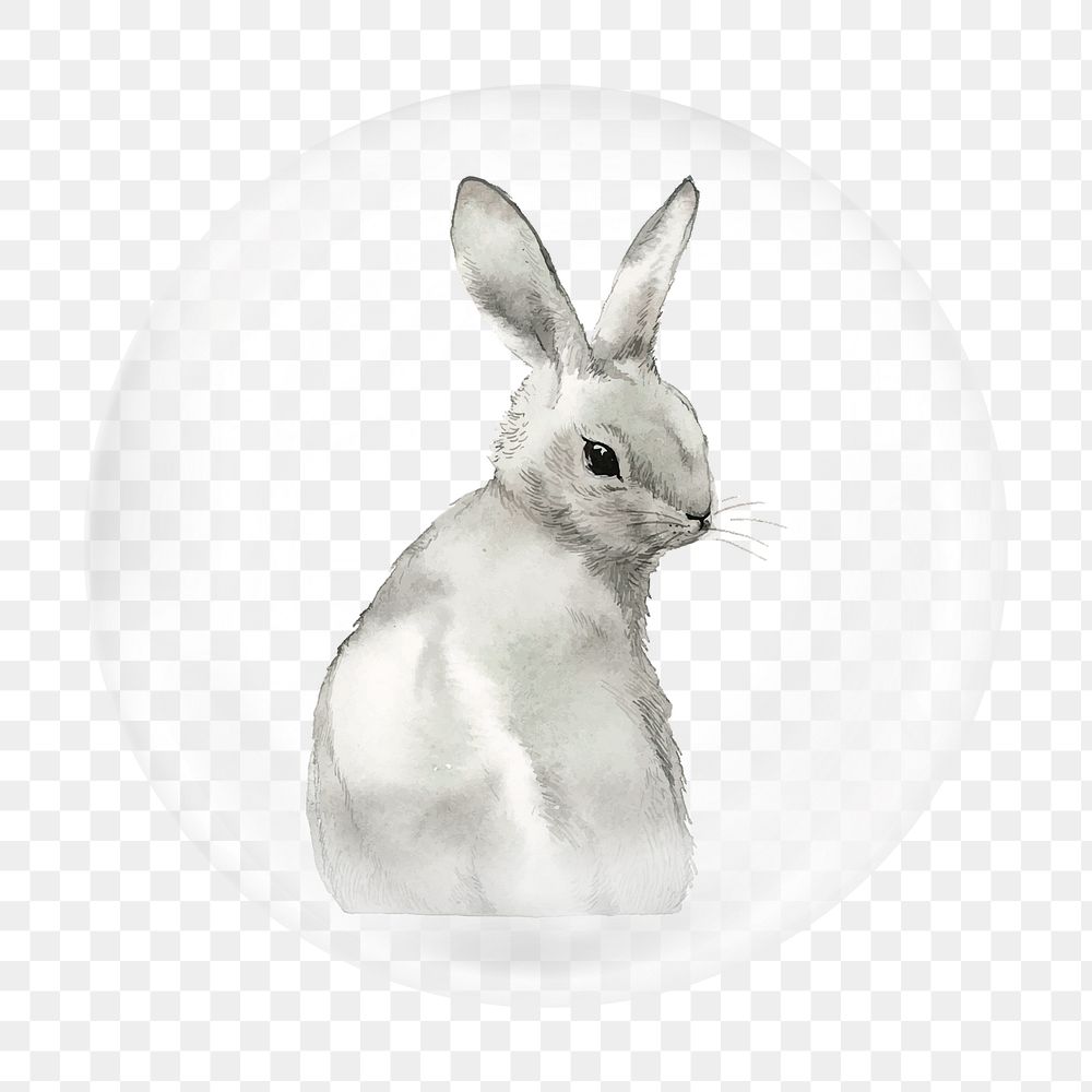 Rabbit illustration png bubble element, transparent background 