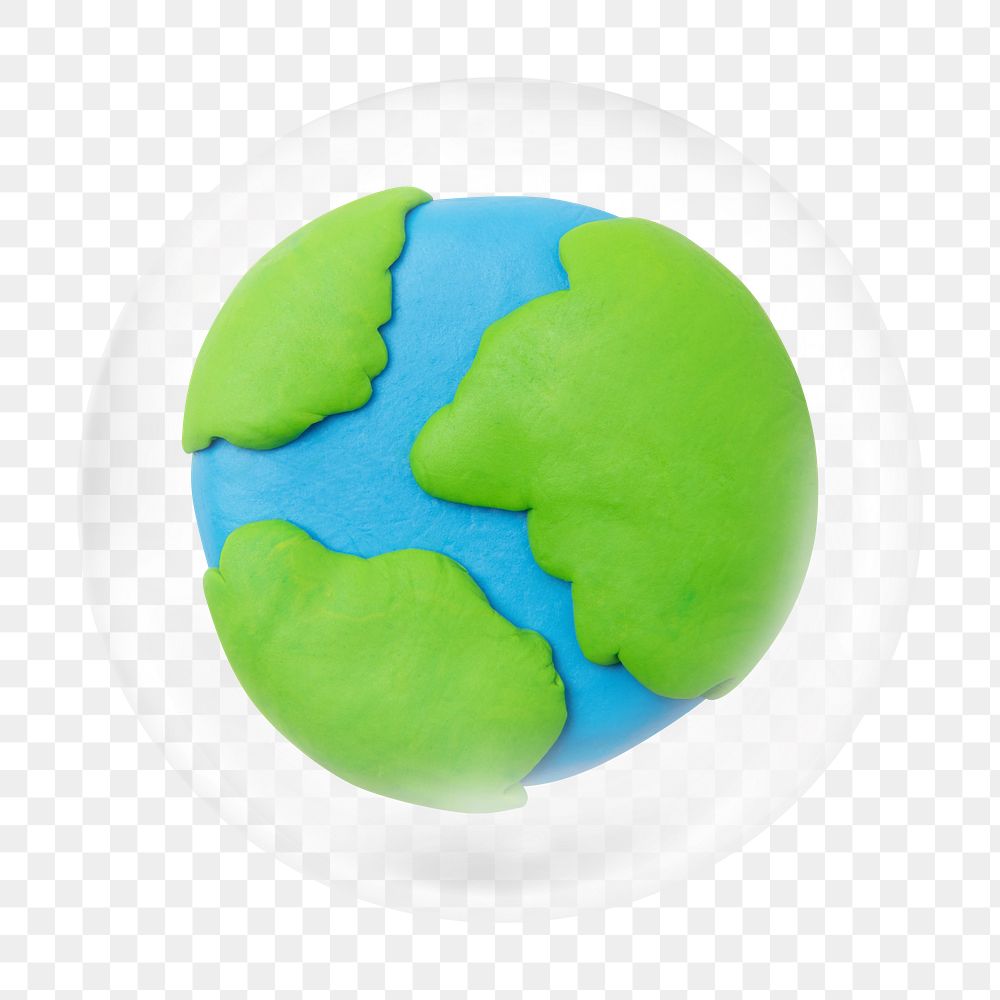 Clay globe png bubble element, transparent background 