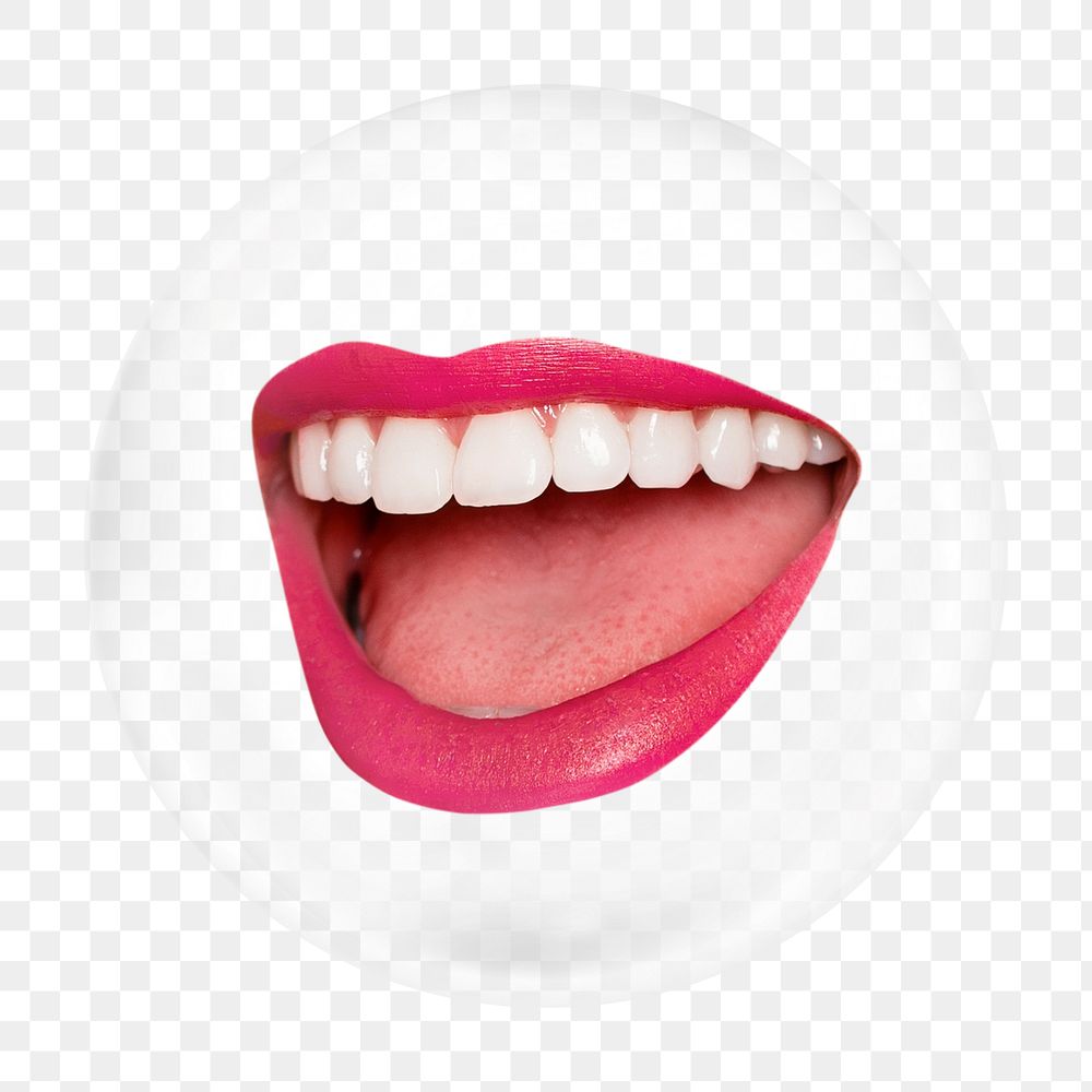 Smiling mouth png bubble element, transparent background 