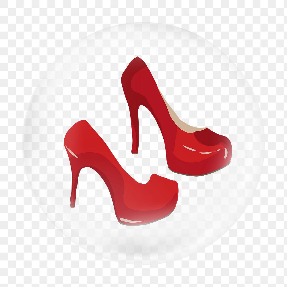 Red high heels png bubble element, transparent background 
