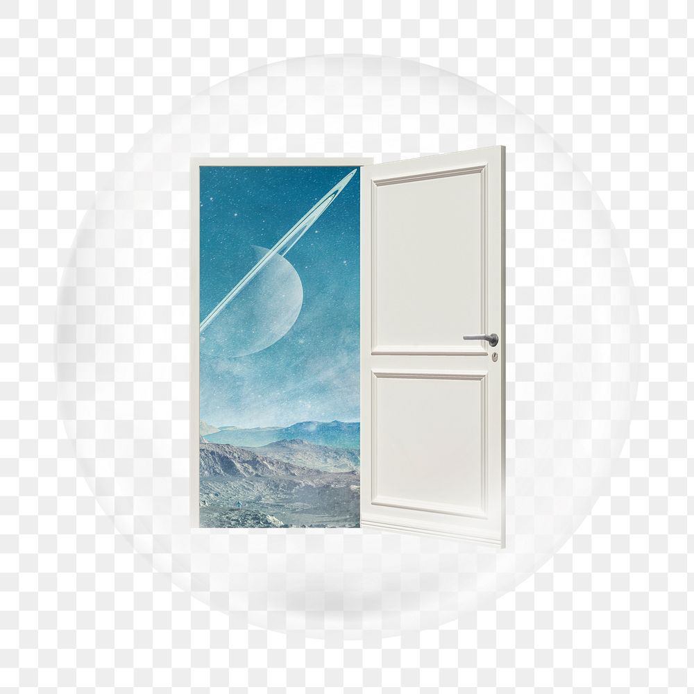 Surreal door frame png bubble element, transparent background 