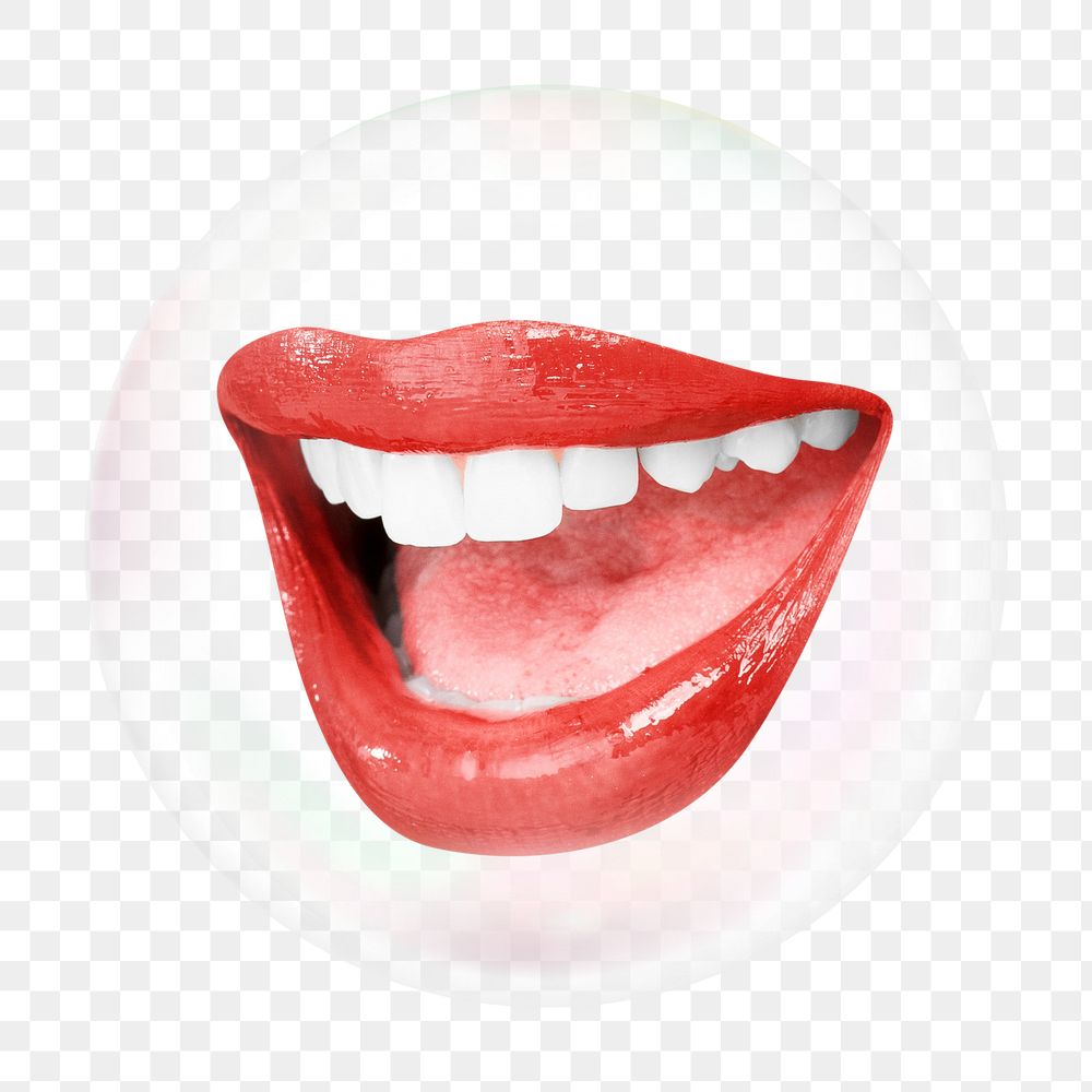 Gossiping mouth png bubble effect, transparent background