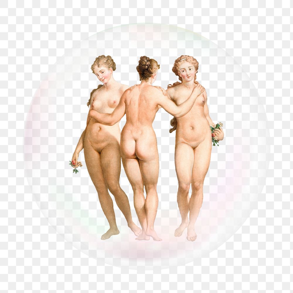 Nude women png bubble effect, transparent background