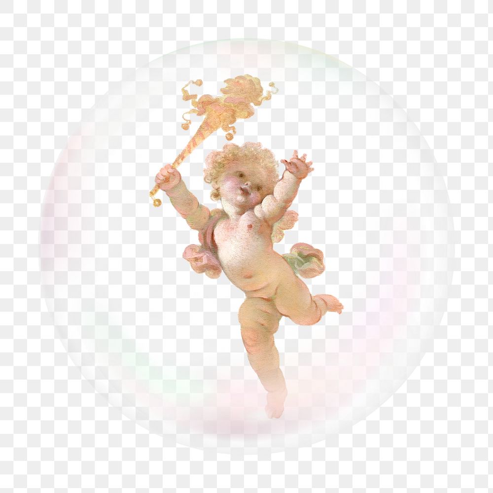 Cute angel png bubble effect, transparent background