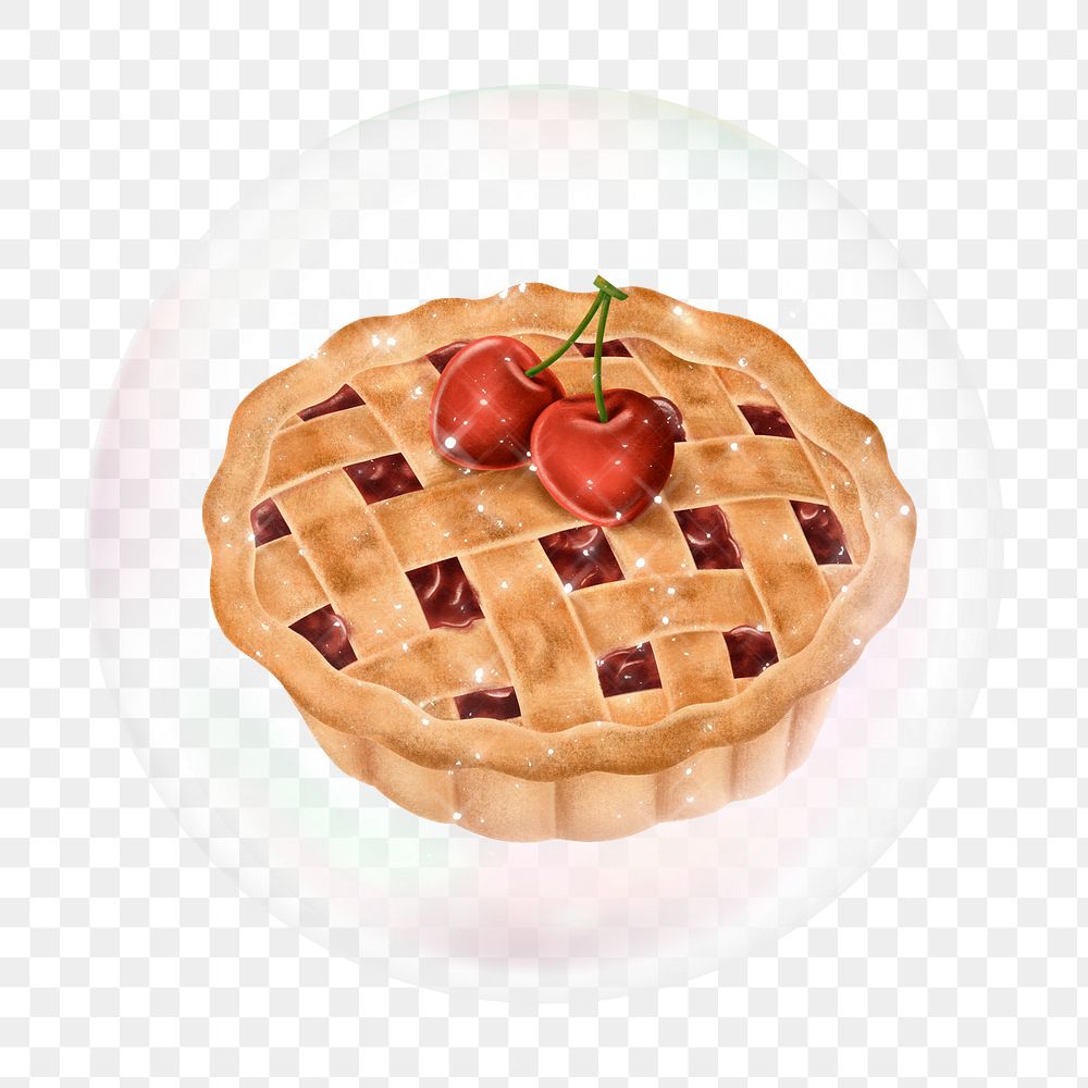 Cherry pie png bubble effect, transparent background