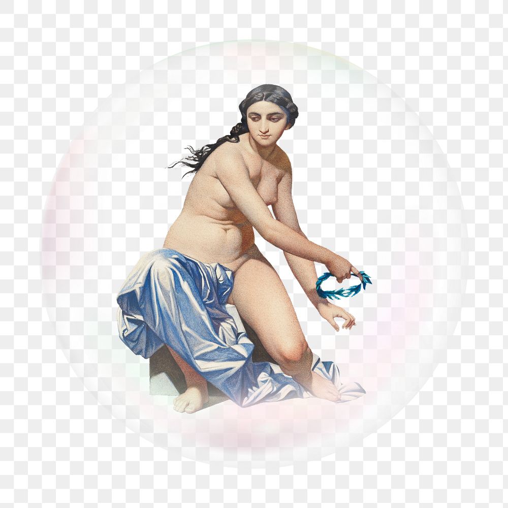 Naked woman png bubble effect, transparent background