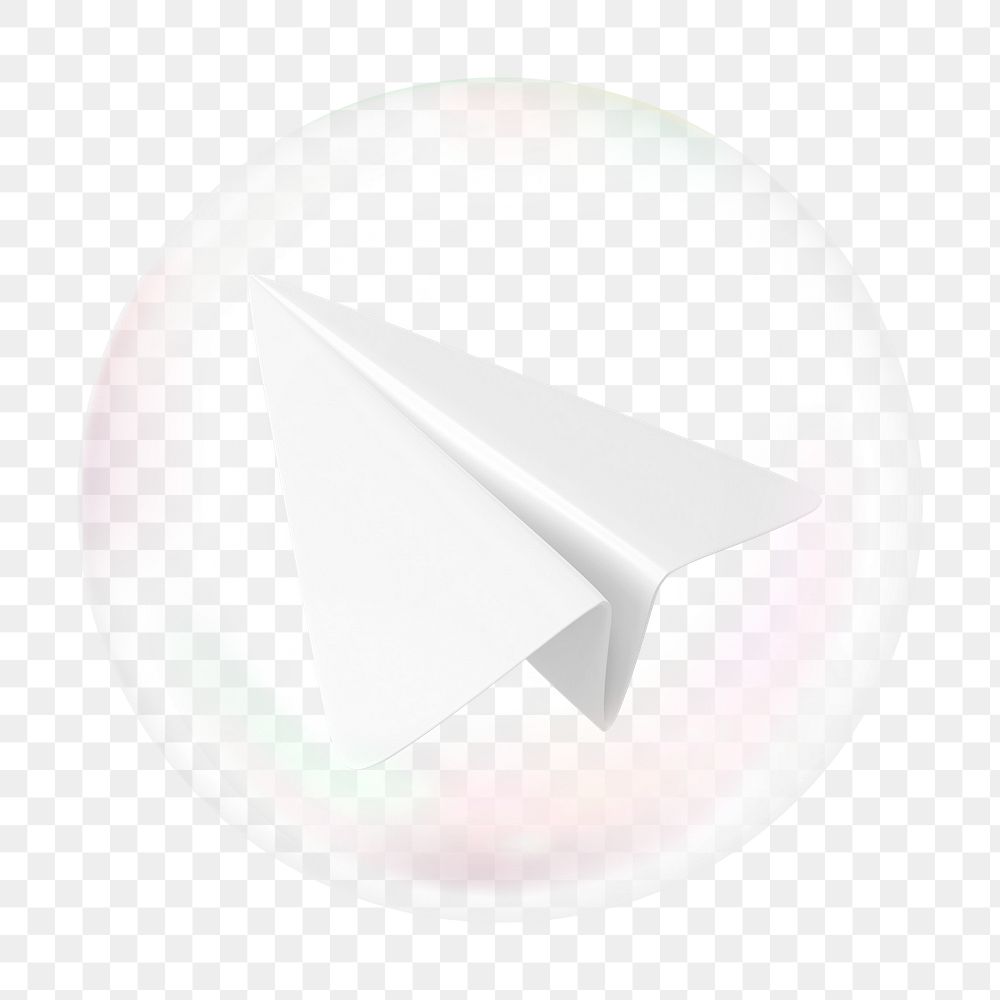 3D paper plane png bubble effect, transparent background