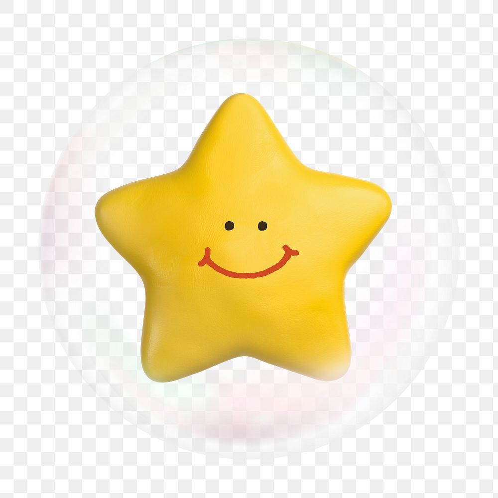Happy star png bubble effect, transparent background