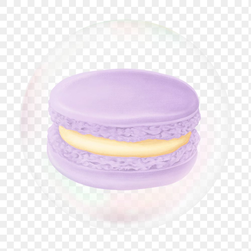 Blueberry macaroon png bubble effect, transparent background