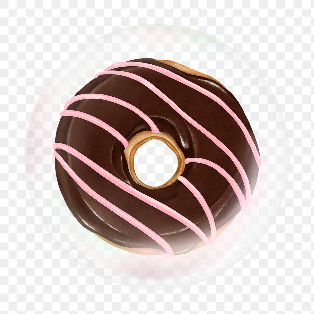 Chocolate donut png bubble effect, transparent background