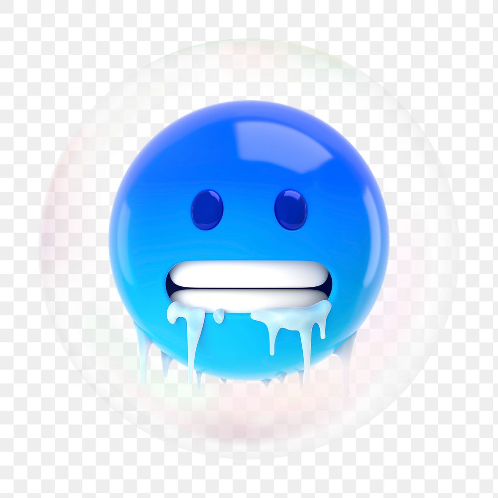 Freezing emoticon png bubble effect, transparent background