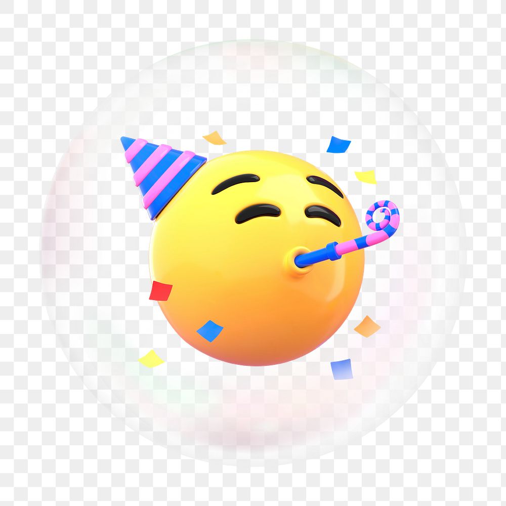 Party emoticon png bubble effect, transparent background