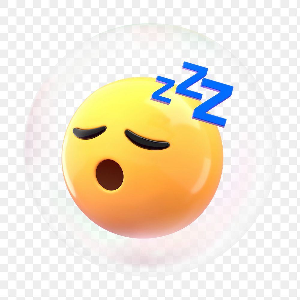 Sleeping emoticon png bubble effect, transparent background