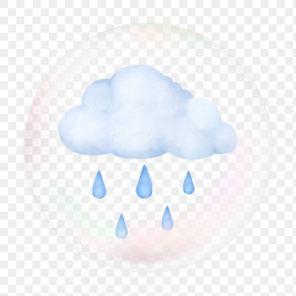 Raining cloud png bubble effect, transparent background