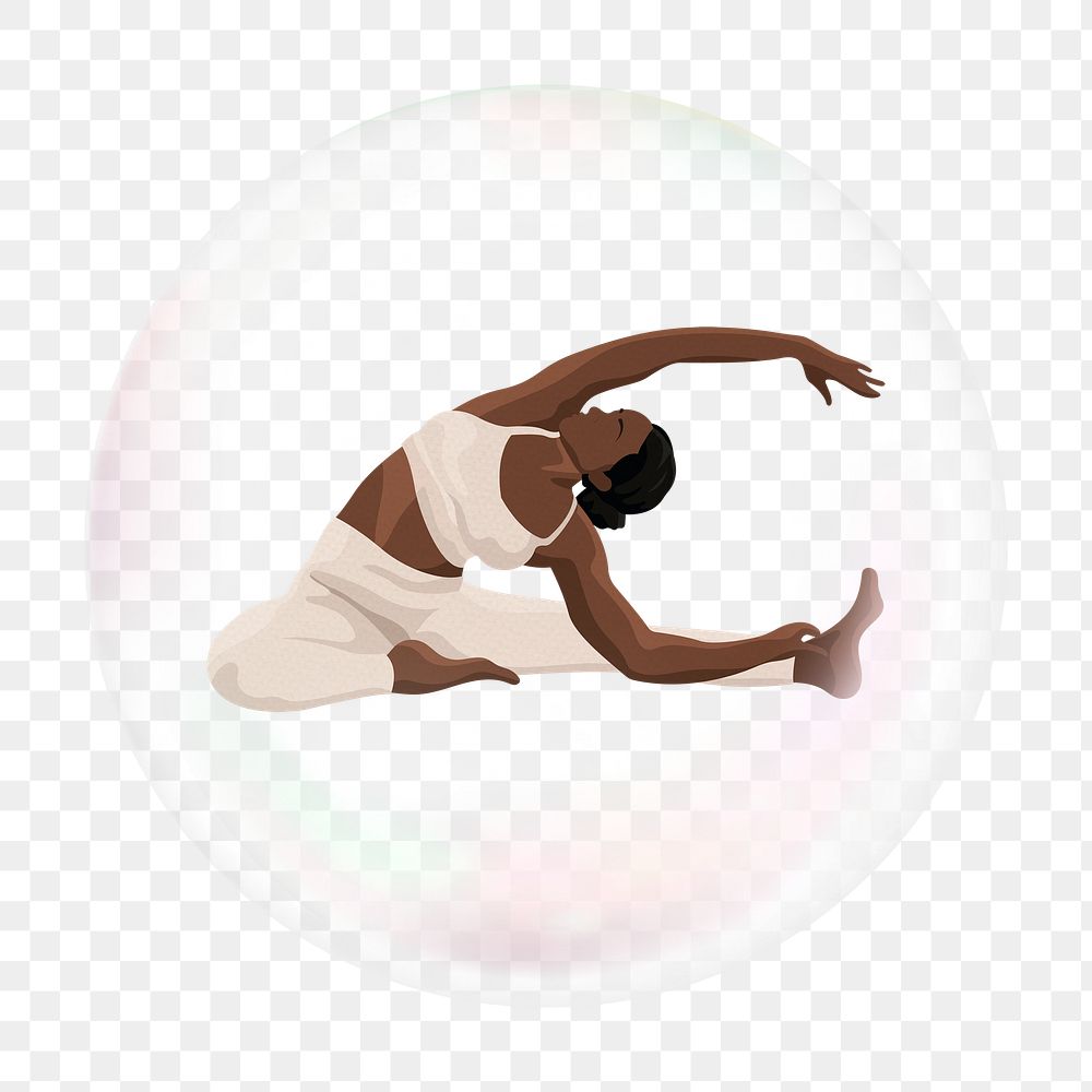 Female yogi png bubble effect, transparent background