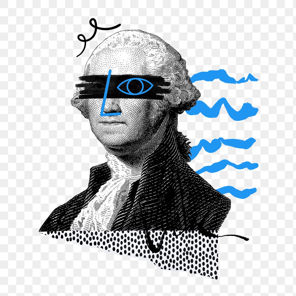 George Washington png funky element, transparent background. Remixed by rawpixel.