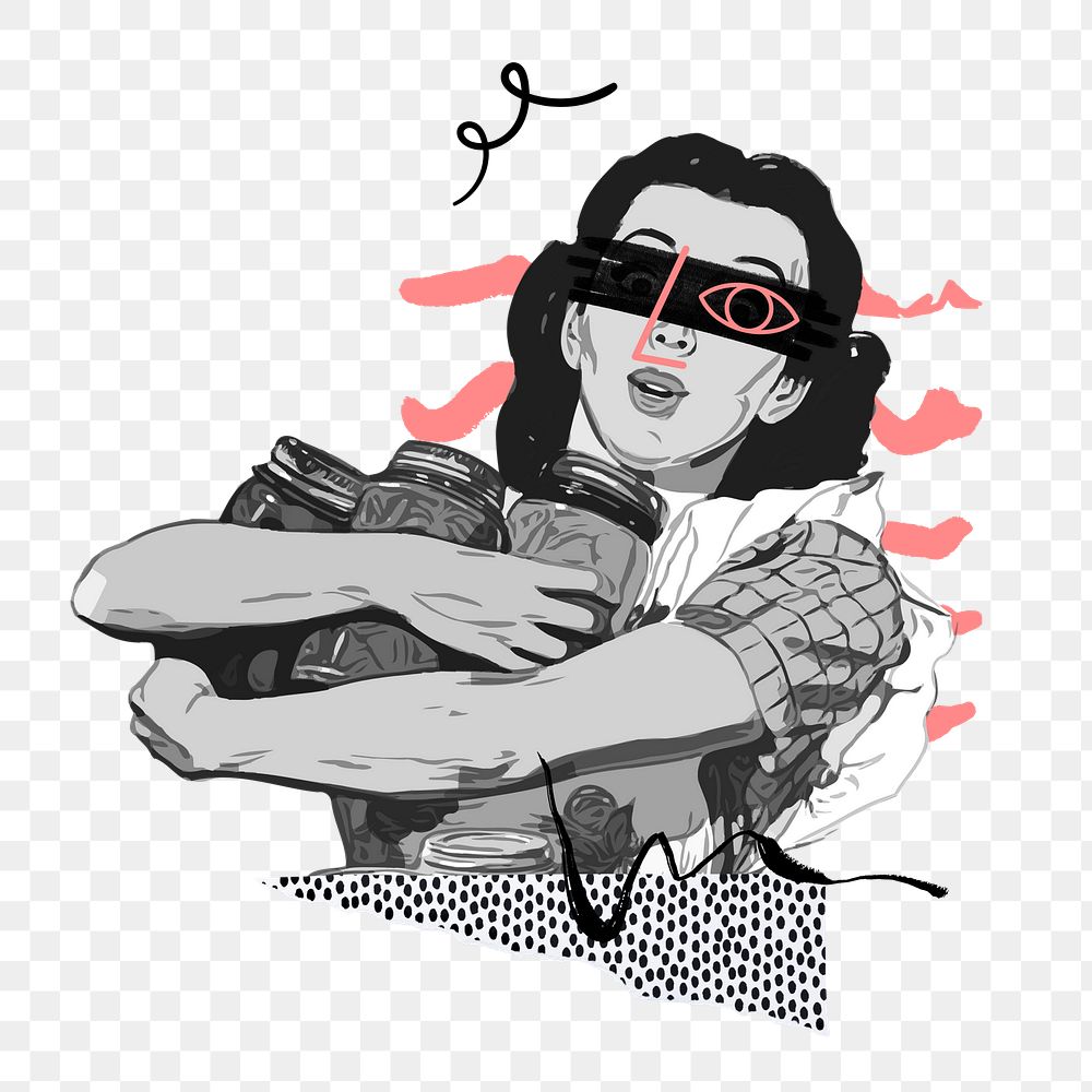 Retro woman png funky element, transparent background. Remixed by rawpixel.