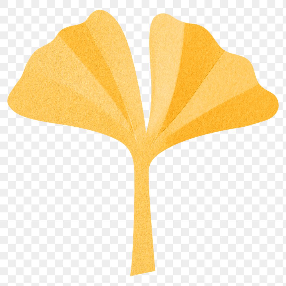 PNG yellow ginkgo leaf  , paper craft element, transparent background