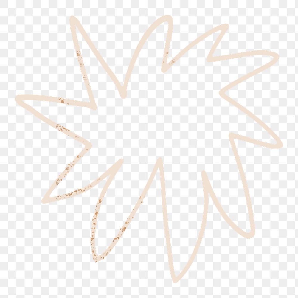 Beige png doodle starburst element, transparent background