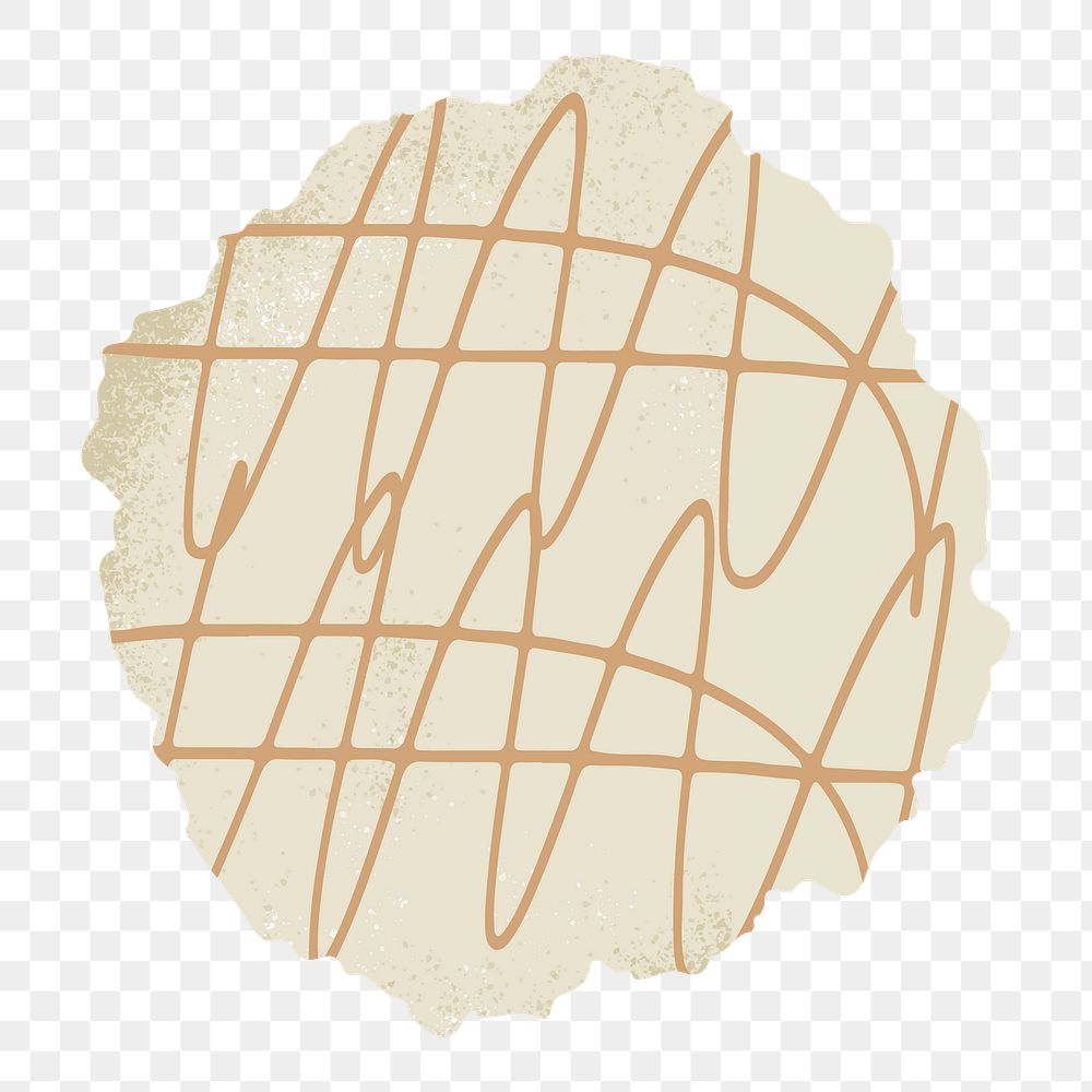 PNG beige badge doodle collage element, transparent background