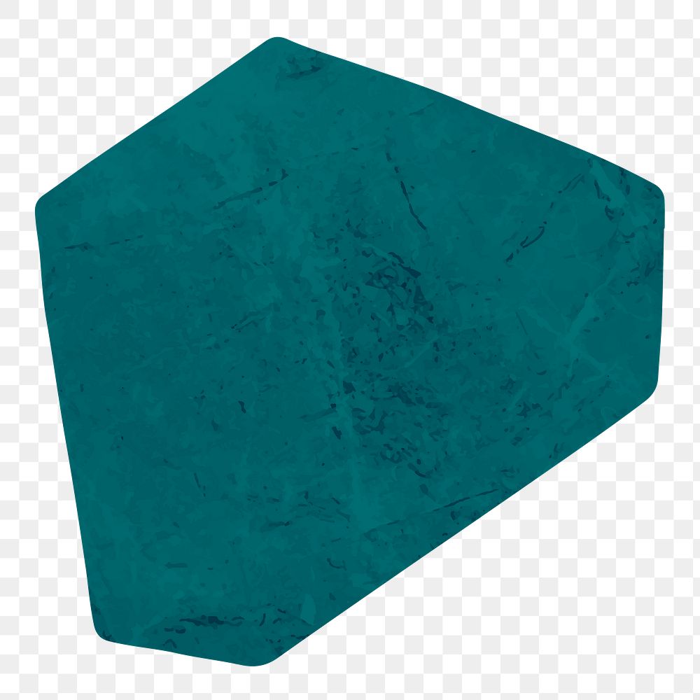 PNG textured teal hexagonal collage element, transparent background