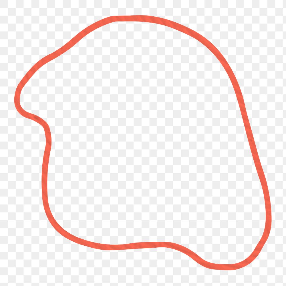 Png orange doodle organic shape, transparent background