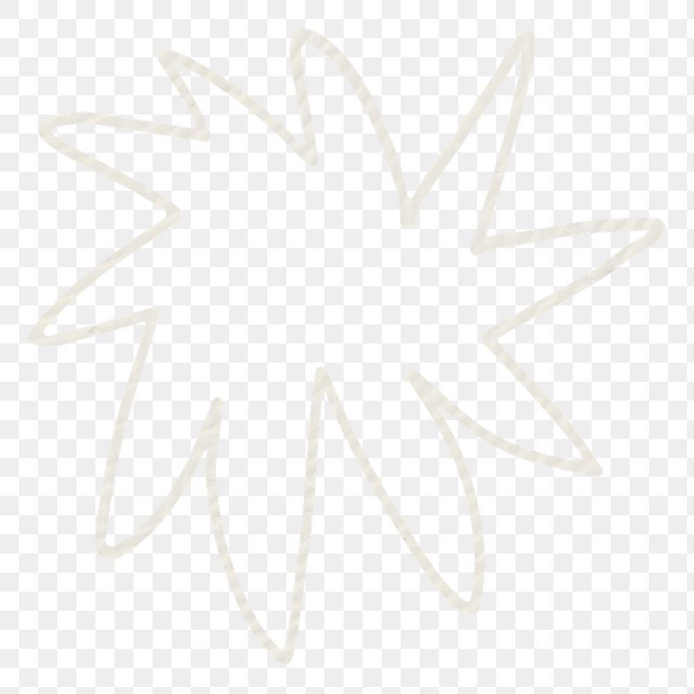 Beige png doodle starburst element, transparent background