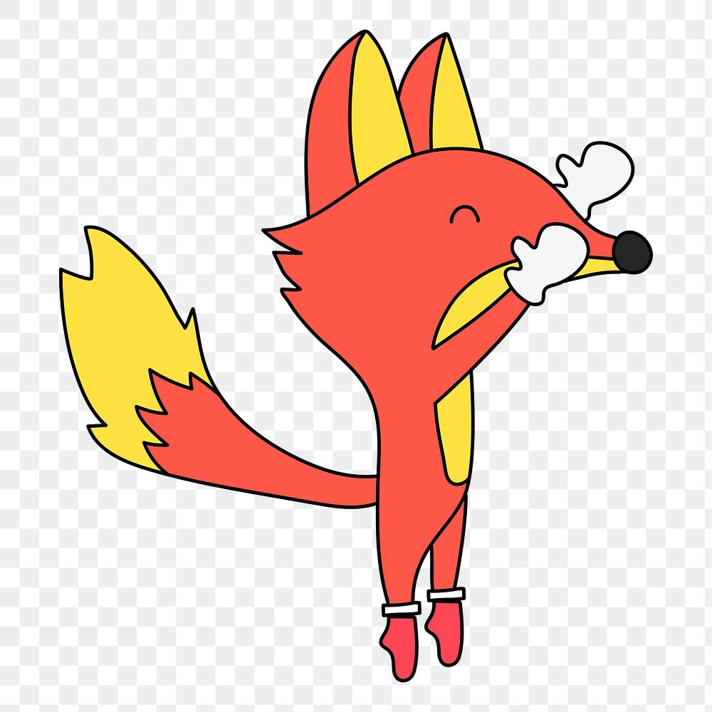 Happy fox png sticker, transparent background