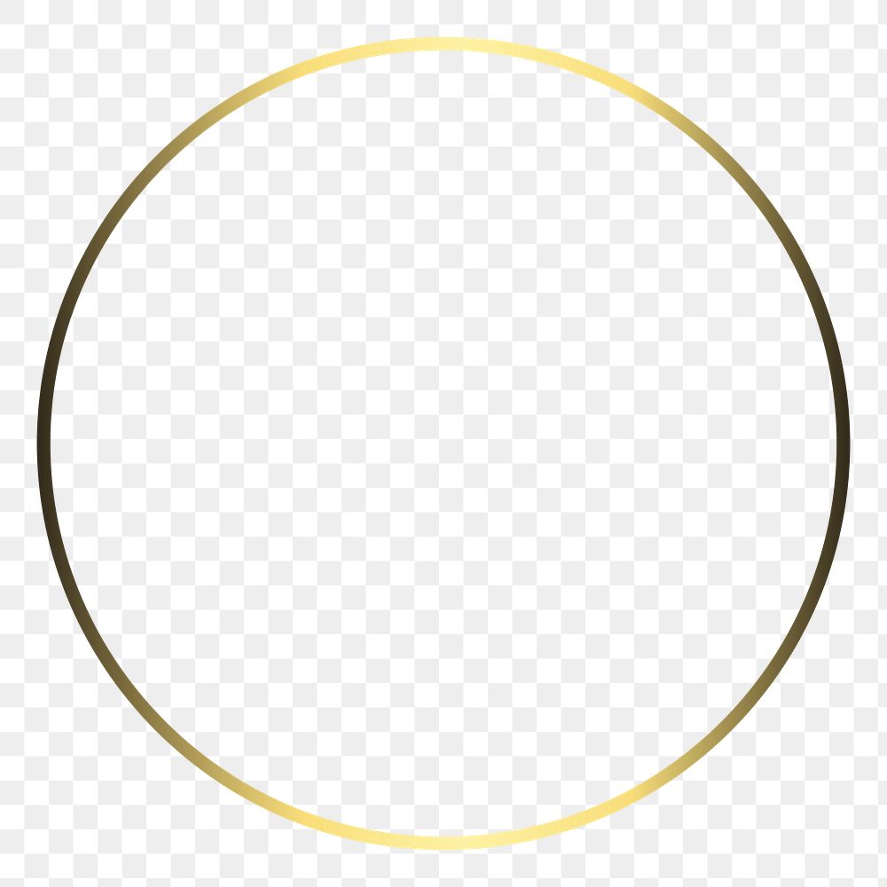 Round gold frame png geometric shape, transparent background